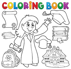 Image showing Coloring book graduation theme 2