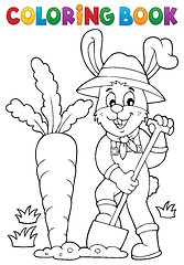 Image showing Coloring book rabbit gardener theme 1