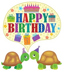 Image showing Happy birthday theme with turtles 1