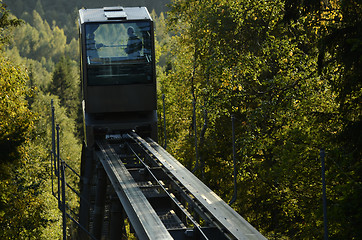 Image showing funicular railway over the autumn forest