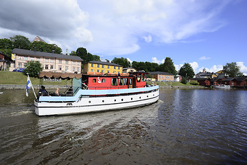 Image showing PORVOO, FINLAND – AUGUST 3, 2016: a sightseeing boat on the ri