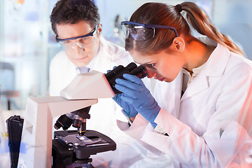 Image showing Life scientist researching in genetic laboratory.