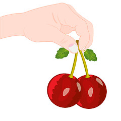 Image showing Berry cherry in hand