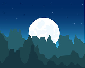 Image showing Steep mountains and moon