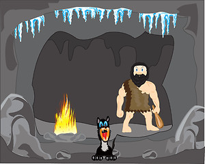 Image showing Primitive person in cave