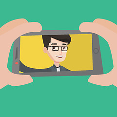 Image showing Young man making selfie vector illustration.