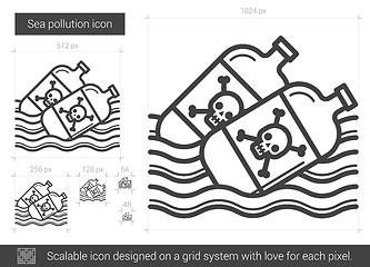 Image showing Sea pollution line icon.