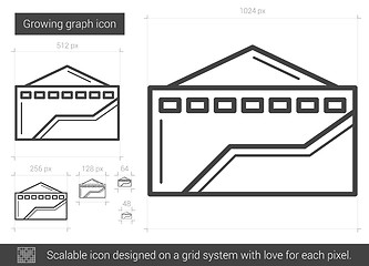 Image showing Growing graph line icon.