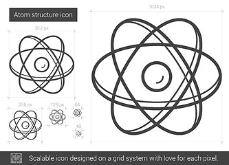 Image showing Atom structure line icon.