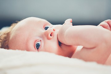 Image showing Baby with hand in mouth