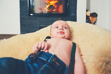 Image showing Cheerful baby at home