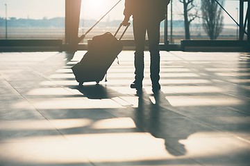 Image showing Shadow of the traveler at the airport