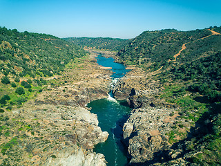 Image showing Aerial View of the Pulo do Lobo Waterfall