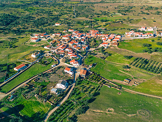 Image showing Aerial View Red Tiles Roofs Typical Village