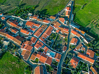 Image showing Aerial View Red Tiles Roofs Typical Village