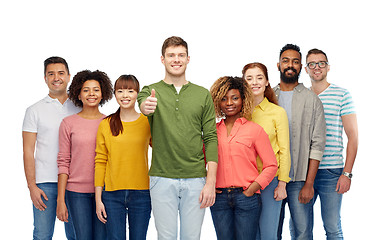 Image showing international group of people showing thumbs up