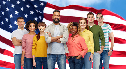 Image showing international group of people over american flag