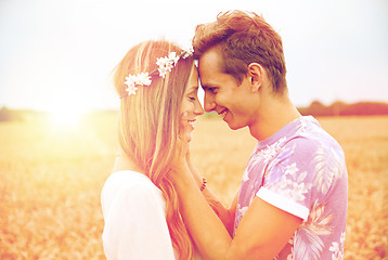 Image showing happy smiling young hippie couple outdoors