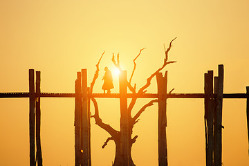 Image showing U bein bridge sunset