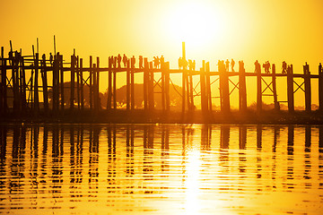 Image showing U bein bridge sunset