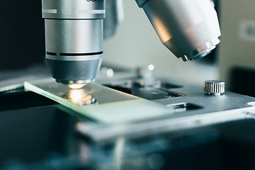 Image showing Modern microscope in the laboratory.