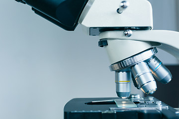 Image showing Modern microscope in the laboratory.