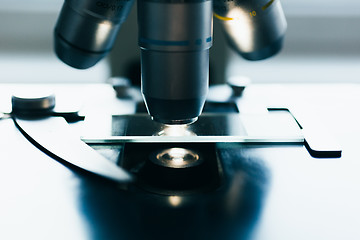 Image showing Modern microscope in the laboratory.