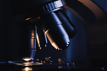 Image showing Modern microscope in the laboratory.