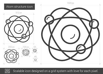 Image showing Atom structure line icon.