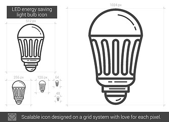 Image showing LED energy saving light bulb line icon.