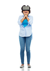 Image showing woman in virtual reality headset or 3d glasses