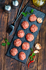 Image showing raw meat balls