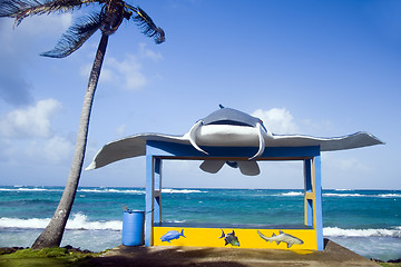 Image showing new bus stop on main road Sally Peachie Corn Island Nicaragua Ce