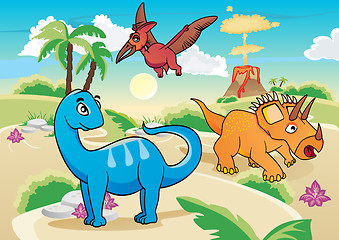 Image showing Cartoon dinosaurs