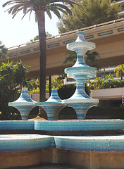 Image showing scupture art work of tiles on fountain in park Monte Carlo Monac