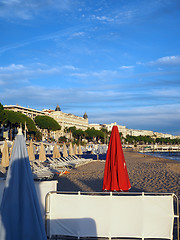 Image showing beach and famous hotels along Promenade de la Croisette Cannes F
