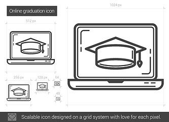 Image showing Online graduation line icon.