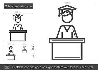 Image showing School graduation line icon.