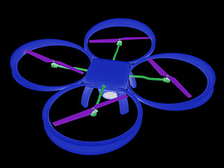 Image showing Drone, quadrocopter, with photo camera flying. 3d render