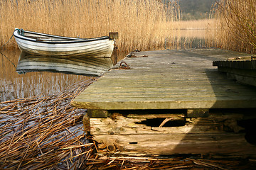 Image showing View on a beautiful  lake in scandinavia in denmark 