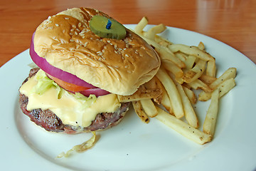 Image showing Fancy cheeseburger