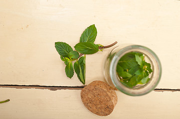 Image showing fresh mint leaves on a glass jar