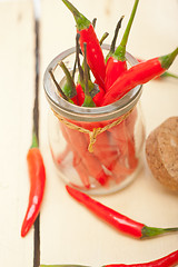 Image showing red chili peppers on a glass jar