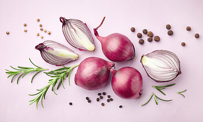 Image showing red onions and spices