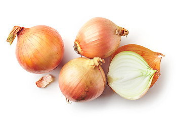 Image showing fresh raw onions on white background