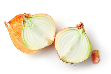 Image showing fresh raw onions on white background