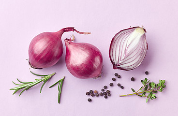 Image showing red onions and spices