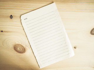 Image showing Vintage looking Blank note book page