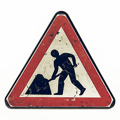 Image showing Vintage looking Roadworks sign