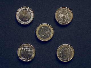 Image showing Vintage Euro coins of many countries